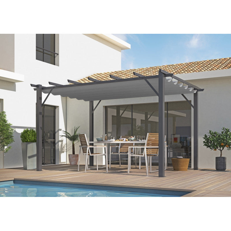 Pergola Alluminio ad Arco a 7 lamburde 400x300x230 Colore Antracite