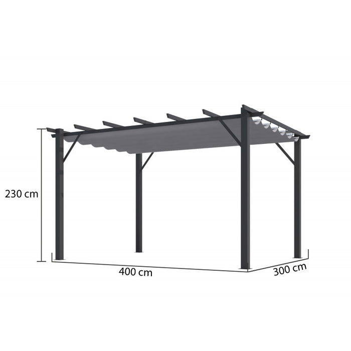 Pergola Alluminio ad Arco a 7 lamburde 400x300x230 Colore Antracite