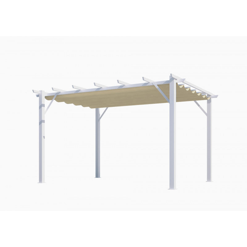 Pergola Alluminio ad Arco a 7 lamburde 400x300x230 Colore Bianco e Telo di Copertura