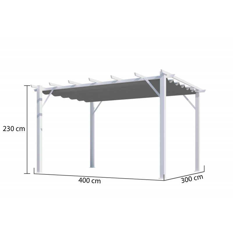Pergola Alluminio ad Arco a 7 lamburde 400x300x230 Colore Bianco