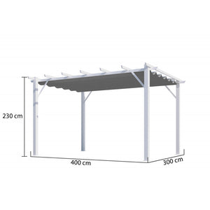 Pergola Alluminio ad Arco a 7 lamburde 400x300x230 Colore Bianco