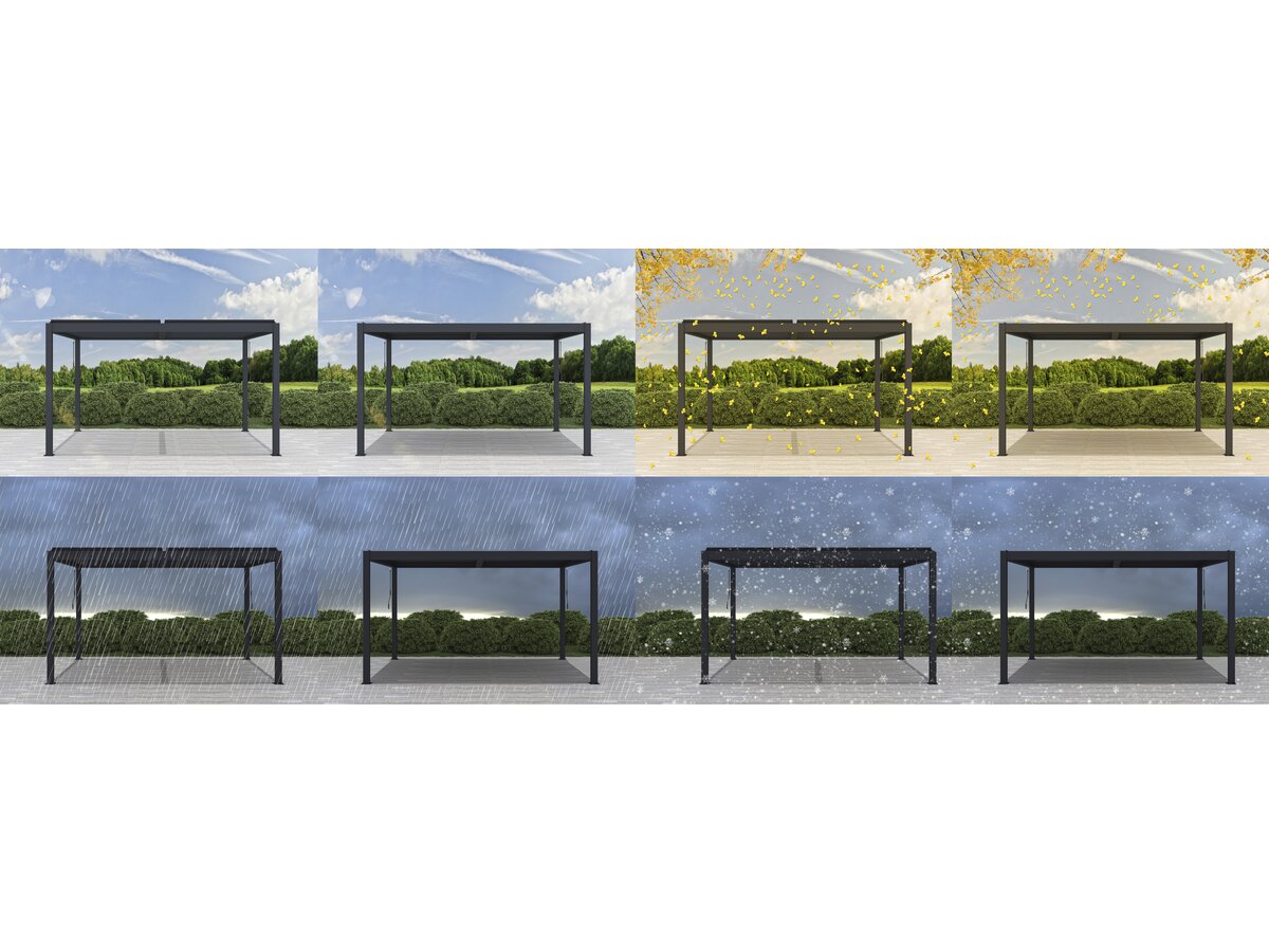 Pergola bioclimatica "Windsor" in alluminio con led 3 x 4 - Grigio