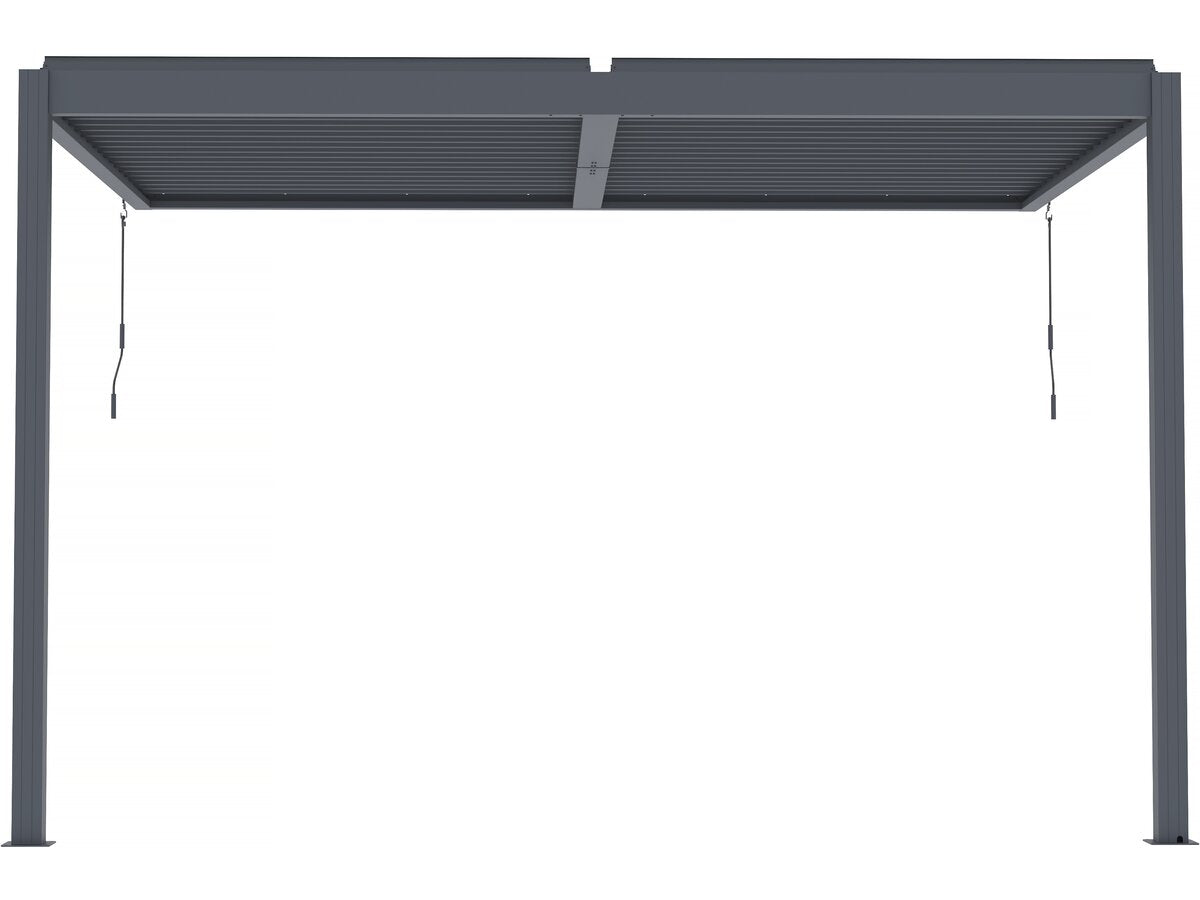 Pergola bioclimatica addossata "Windsor" con led - 3 x 4 m - Antracite