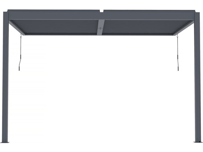 Pergola bioclimatica addossata "Windsor" con led - 3 x 4 m - Antracite