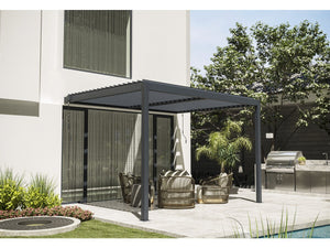 Pergola bioclimatica addossata "Windsor" con led - 3 x 4 m - Antracite