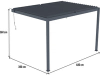 Pergola bioclimatica addossata "Windsor" con led - 3 x 4 m - Antracite