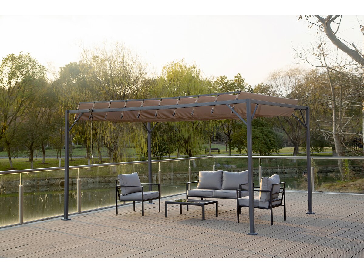 Pergola bioclimatica in tessuto "Lodge" da 3 x 4 m - Grigio talpa