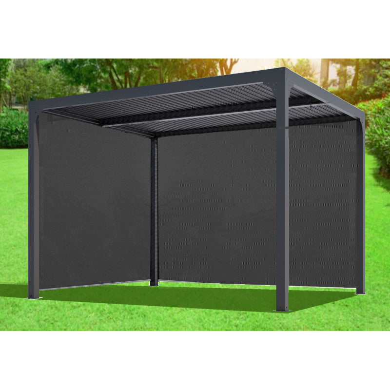 Pergola Bioclimatica 360x300 con Lamelle e Tenda Manuale Colore Grigio