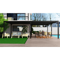 Pergola bioclimatica angolare in Alluminio dimensioni 710x600x360x300x360 con tetto a lamelle