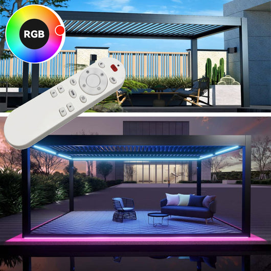 Pergola bioclimatica 6x3m apertura lamelle motorizzata con impianto led rgb - Antracite