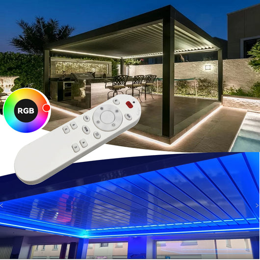 Pergola bioclimatica 6x4m apertura lamelle motorizzata con impianto led rgb - Antracite