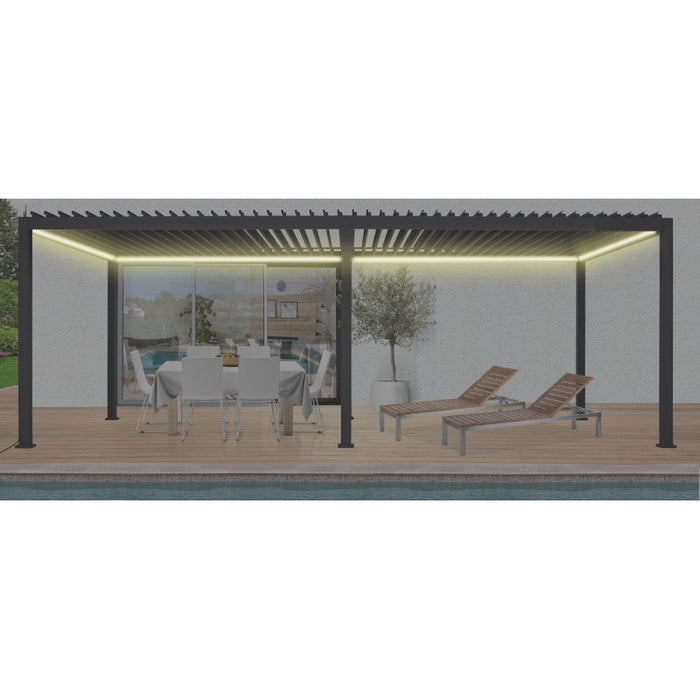 Pergola Bioclimatica in Alluminio 300X600 con Veneziane Motorizzate e Illumazione LED