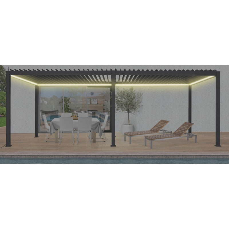 Pergola Bioclimatica in Alluminio 300X600 con Veneziane Motorizzate e Illumazione LED