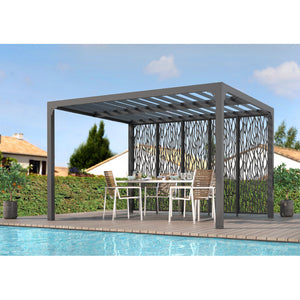 Pergola Bioclimatica in Alluminio 360x300 con Lamelle e 5 Pannelli Grigio Antracite