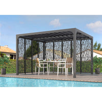 Pergola Bioclimatica in Alluminio 360x300 con Lamelle e Pannelli su Due Lati Grigio Antracite