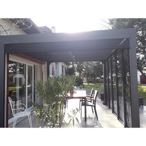 Pergola Bioclimatica in Alluminio 360x300 con Pannelli e Tenda Grigio Antracite