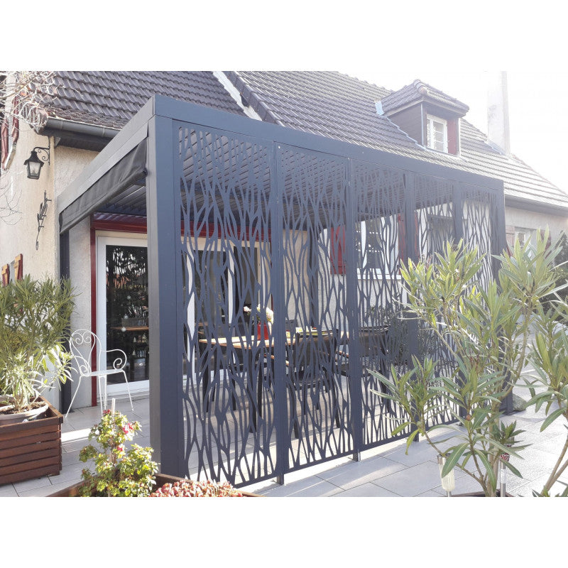 Pergola Bioclimatica in Alluminio 360x300 con Pannelli e Tenda Grigio Antracite