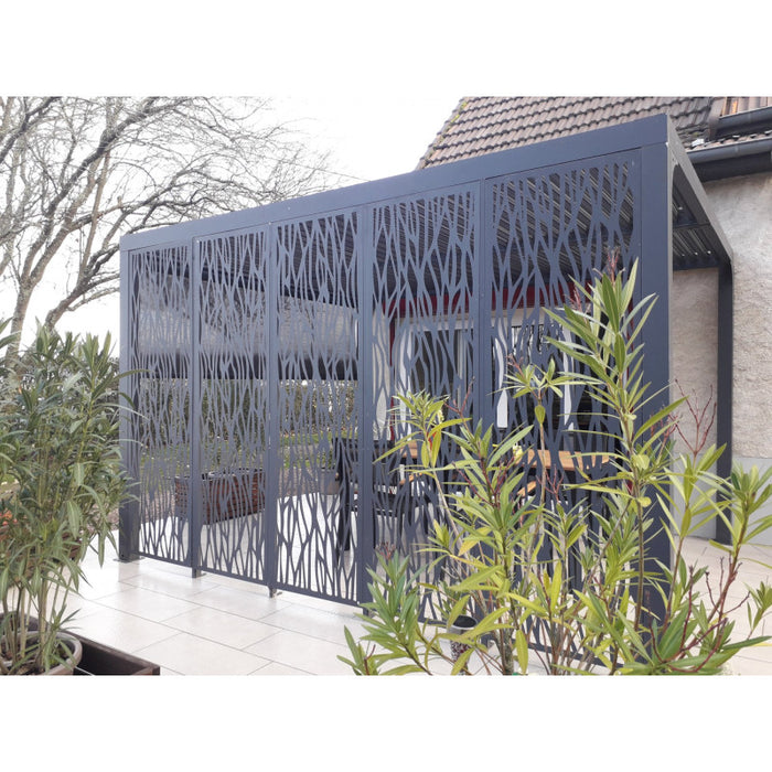 Pergola Bioclimatica in Alluminio 360x300 con Pannelli e Tenda Grigio Antracite