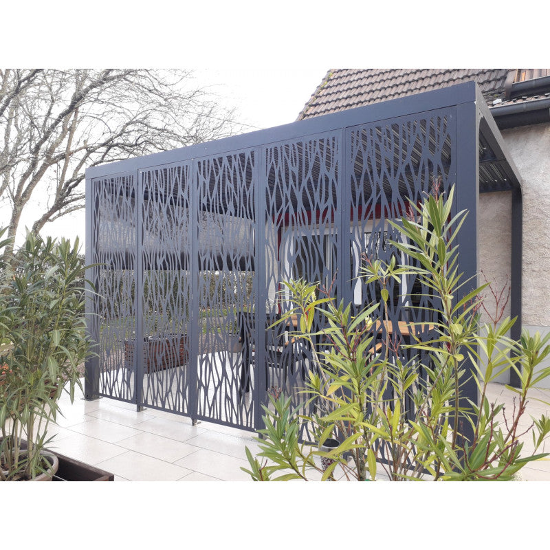 Pergola Bioclimatica in Alluminio 360x300 con Pannelli e Tenda Grigio Antracite