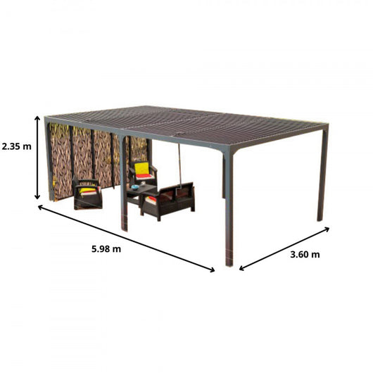 Pergola Bioclimatica in Alluminio 360x600 con Pannelli per Lato 3,6m