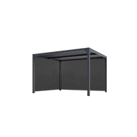 Pergola bioclimatica in alluminio antracite 360x300 cm - Lamelle orientabili 90° - Con 2 tende PVC 3 m e 3,60 m - 10,80 m² - PER36R30RBI Foresta