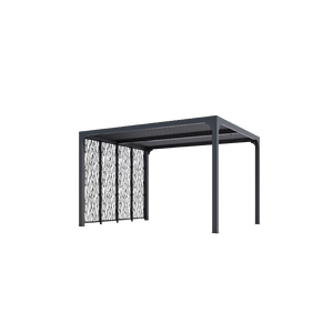 Pergola bioclimatica in alluminio antracite 360x300 cm - Lamelle orientabili 90° - Con 4 pannelli moucharabieh - 10,80 m² - PER3630MBI Foresta