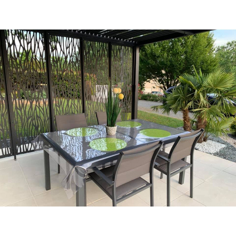 Pergola bioclimatica in alluminio antracite 360x300 cm - Lamelle orientabili 90° - Con 5 pannelli moucharabieh - 10,80 m² - PER36M30BI Foresta