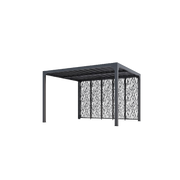 Pergola bioclimatica in alluminio antracite 360x300 cm - Lamelle orientabili 90° - Con 5 pannelli moucharabieh - 10,80 m² - PER36M30BI Foresta