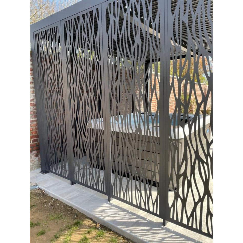 Pergola bioclimatica in alluminio antracite 360x300 cm - Lamelle orientabili 90° - Con 9 pannelli moucharabieh - 10,80 m² - PER36M30MBI Foresta