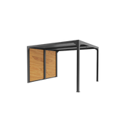 Pergola bioclimatica in alluminio antracite 360x300 cm - Lamelle orientabili 90° - Con frangisole effetto legno - 10,80 m² - PER3630VBBI Foresta