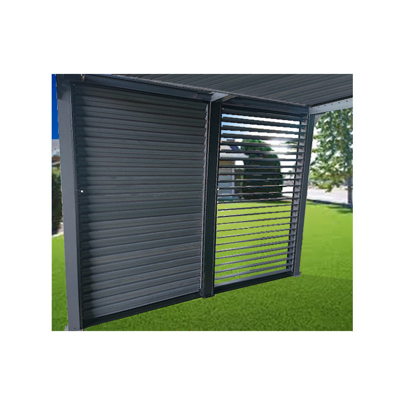 Pergola bioclimatica in alluminio antracite 360x300 cm - Lamelle orientabili 90° - Con pannelli laterali frangisole - 10,80 m² - PER3630VBI Foresta