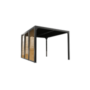 Pergola bioclimatica in alluminio antracite 360x300 cm - Lamelle orientabili 90° - Con ventelle effetto legno 3,60 m - 10,80 m² - PER36VB30BI Foresta