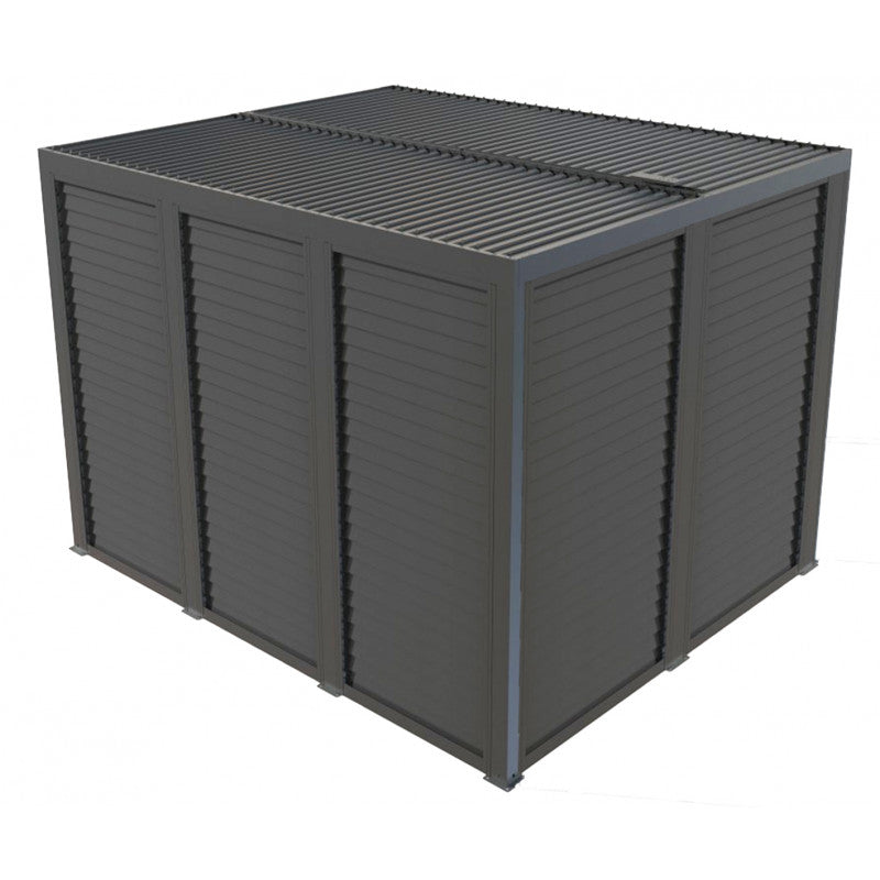 Pergola bioclimatica in alluminio antracite 360x300 cm - Lamelle orientabili 90° - Con ventelle mobili 3 m e 3,60 m - 10,80 m² - PER36V30VBI Foresta