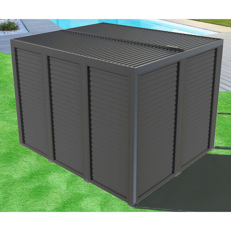 Pergola bioclimatica in alluminio antracite 360x300 cm - Lamelle orientabili 90° - Con ventelle mobili 3 m e 3,60 m - 10,80 m² - PER36V30VBI Foresta