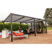 Pergola bioclimatica in alluminio antracite 360x598 cm - Lamelle orientabili 90° - Con 5 pannelli moucharabieh 3,60 m - 21,52 m² - PER36M60BI Foresta