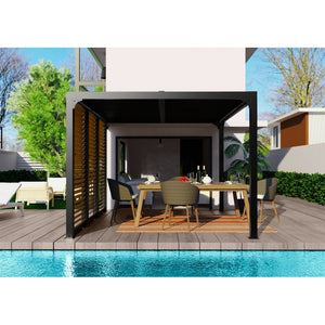 Pergola Bioclimatica in Alluminio Grigio Antracite 360 x 300 con Veneziane Simil Legno