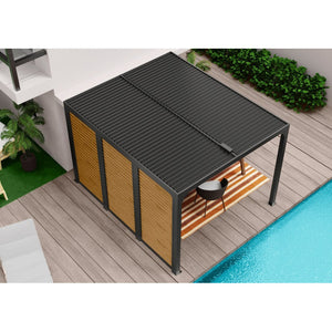 Pergola Bioclimatica in Alluminio Grigio Antracite 360 x 300 con Veneziane Simil Legno