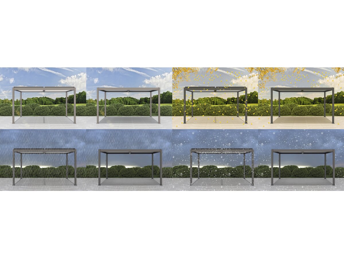 Pergola bioclimatica in alluminio "Windsor" con led 3 x 4 - Taupe