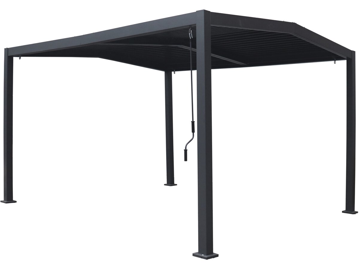 Pergola bioclimatica tetto a 2 lati "Victoria" in alluminio e metallo - 3,5 x 4 m - Grigio