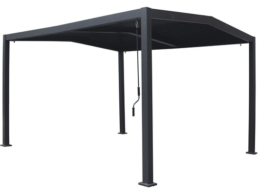 Pergola bioclimatica tetto a 2 lati "Victoria" in alluminio e metallo - 3,5 x 4 m - Grigio
