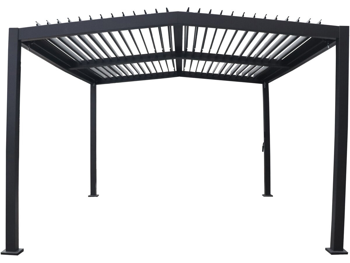 Pergola bioclimatica tetto a 2 lati "Victoria" in alluminio e metallo - 3,5 x 4 m - Grigio