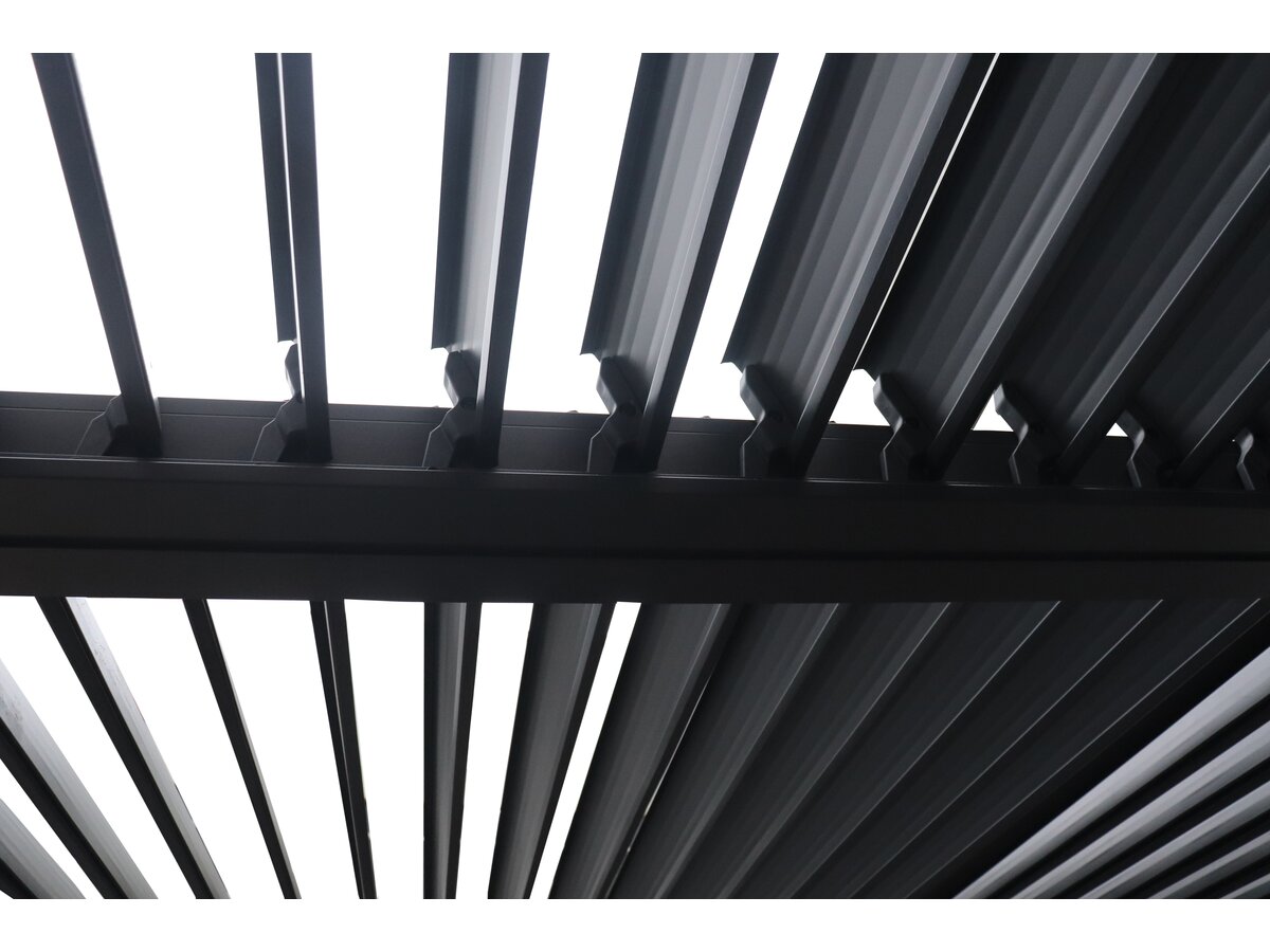 Pergola bioclimatica tetto a 2 lati "Victoria" in alluminio e metallo - 3,5 x 4 m - Grigio