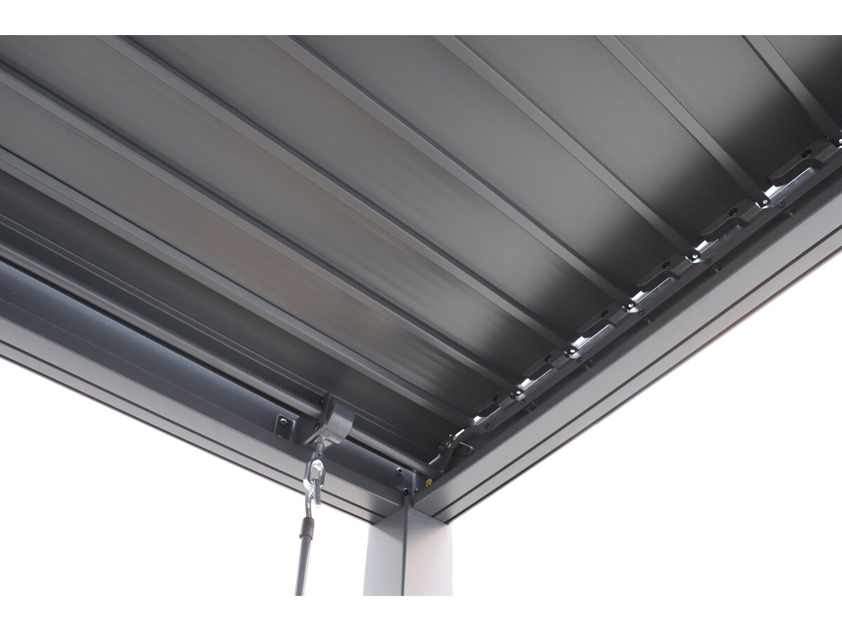 Pergola bioclimatica tetto a 2 lati "Victoria" in alluminio e metallo - 3,5 x 4 m - Grigio