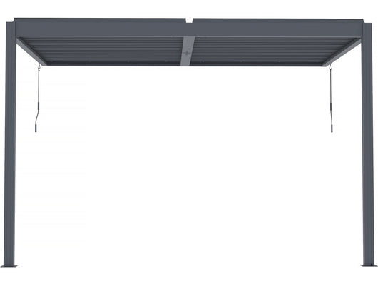 Pergola bioclimatica addossata "Windsor" con led - 3 x 4 m - Antracite