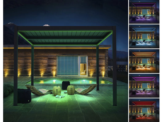 Pergola bioclimatica con LED in alluminio "Windsor" 3 x 3 - Grigio