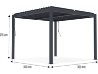 Pergola bioclimatica con LED in alluminio "Windsor" 3 x 3 - Grigio
