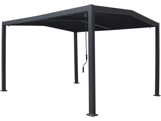Pergola bioclimatica tetto a 2 lati "Victoria" in alluminio e metallo - 3,5 x 4 m - Grigio