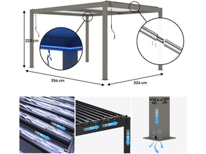 Pergola bioclimatica "Windsor" - 3 x 4 m - Taupe
