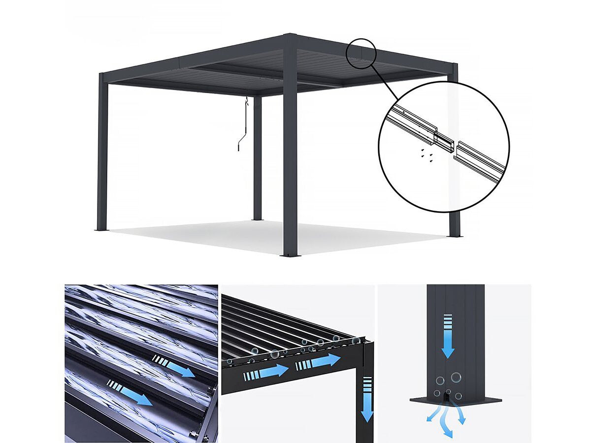 Pergola bioclimatica "Windsor" in alluminio - 3 x 4 m - Antracite