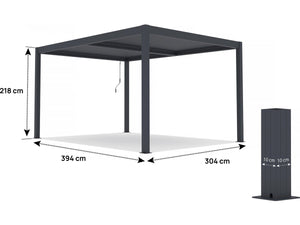 Pergola bioclimatica "Windsor" in alluminio - 3 x 4 m - Antracite